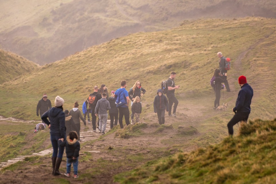 Families are seen on the hills of the Peak District 