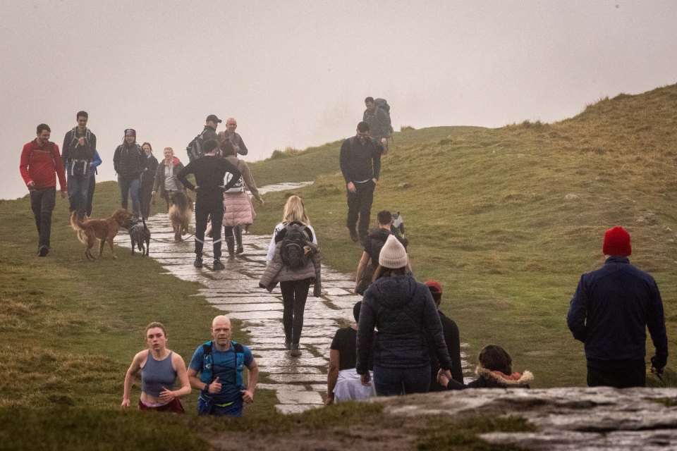 Families were out on a cold and rainy day in the Peak District