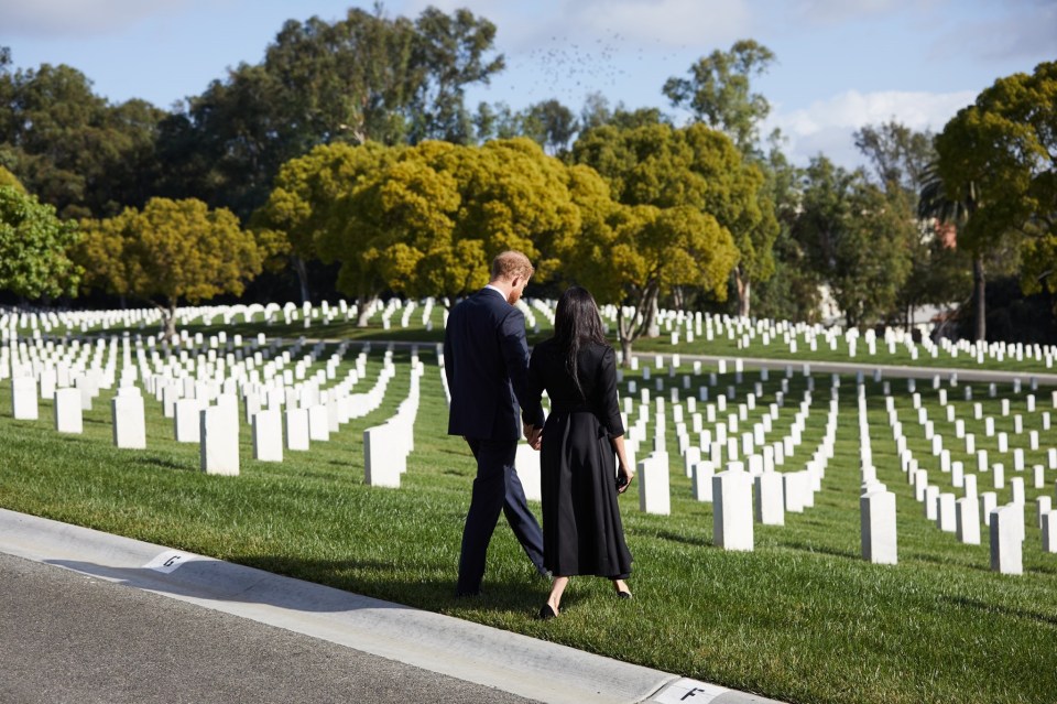 Meghan and Harry reflected as they walked through the cemetery 