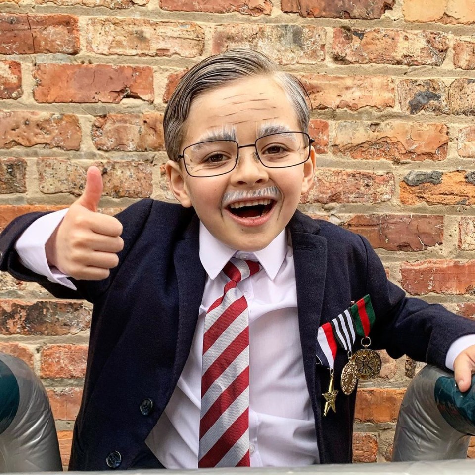 Adam Thomas' son Teddy dressed as Captain Sir Tom Moore