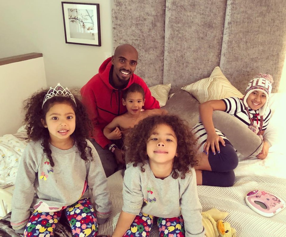 Mo with his four children: twins Aisha and Amani, Hussein and big sister Rhianna