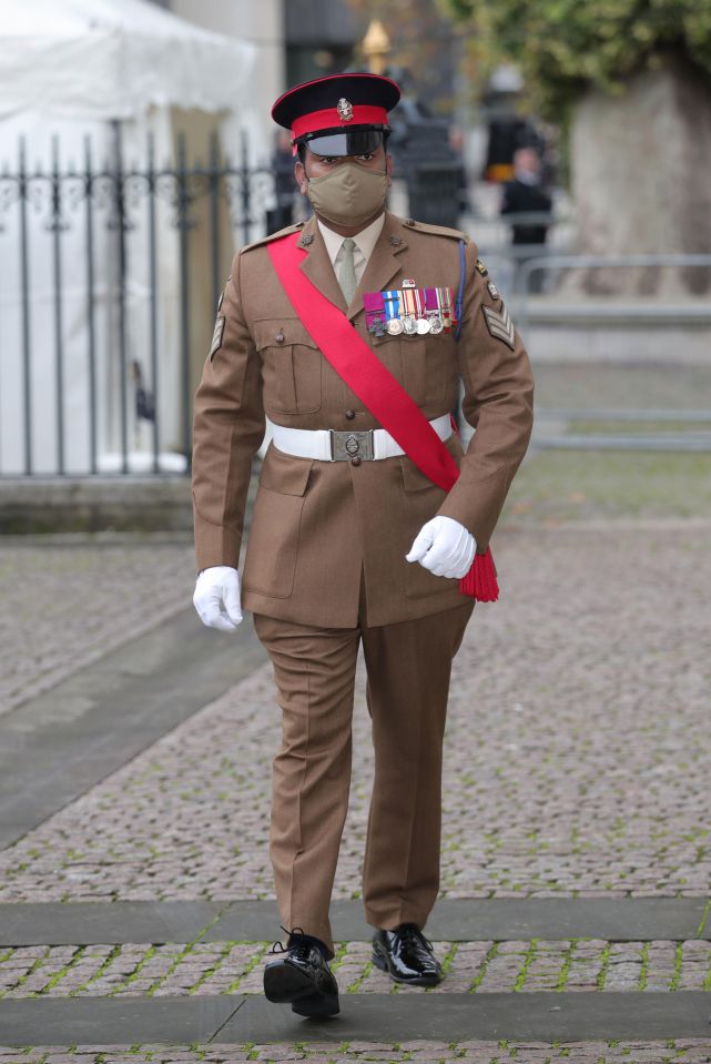 Victoria Cross recipient Johnson Beharry was photographed arriving at Westminster Abbey today