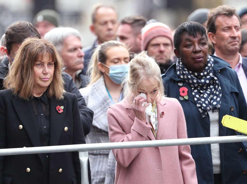 One woman sobs during the silence in London