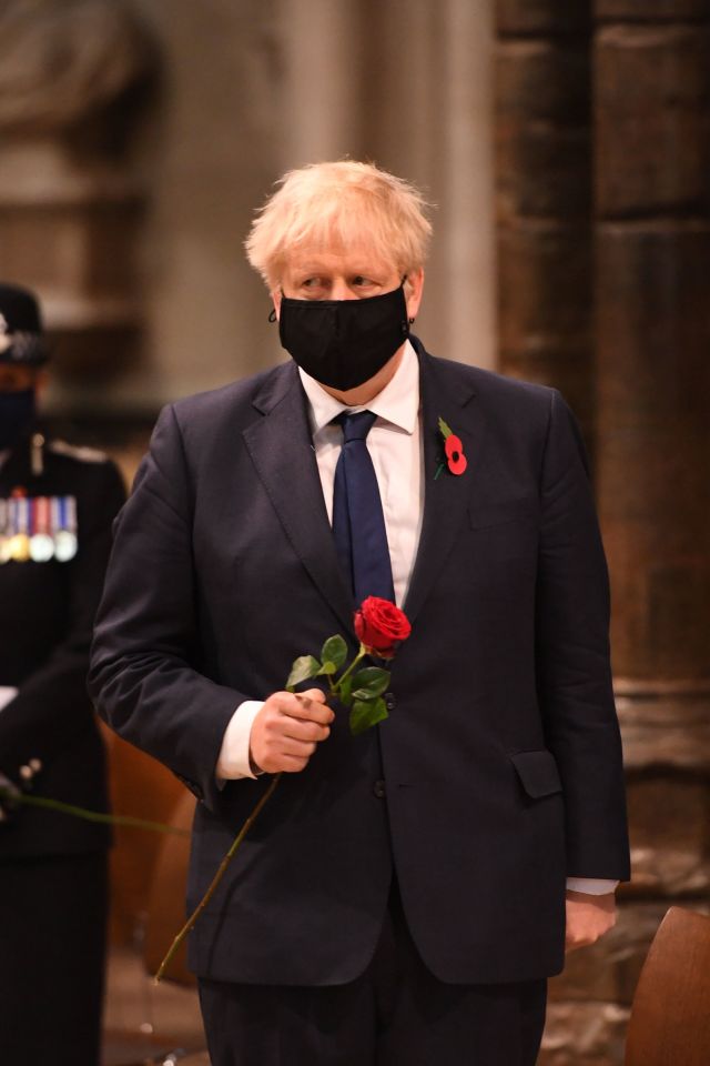 Boris Johnson held a rose, before he placed it down on the grave of Unknown Warrior 