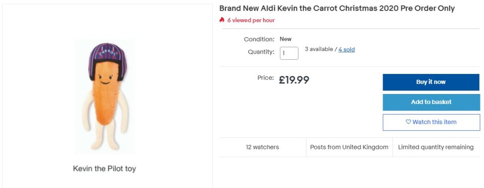 eBay sellers are flogging Kevin the Carrot toys at hugely inflated prices before they are even released