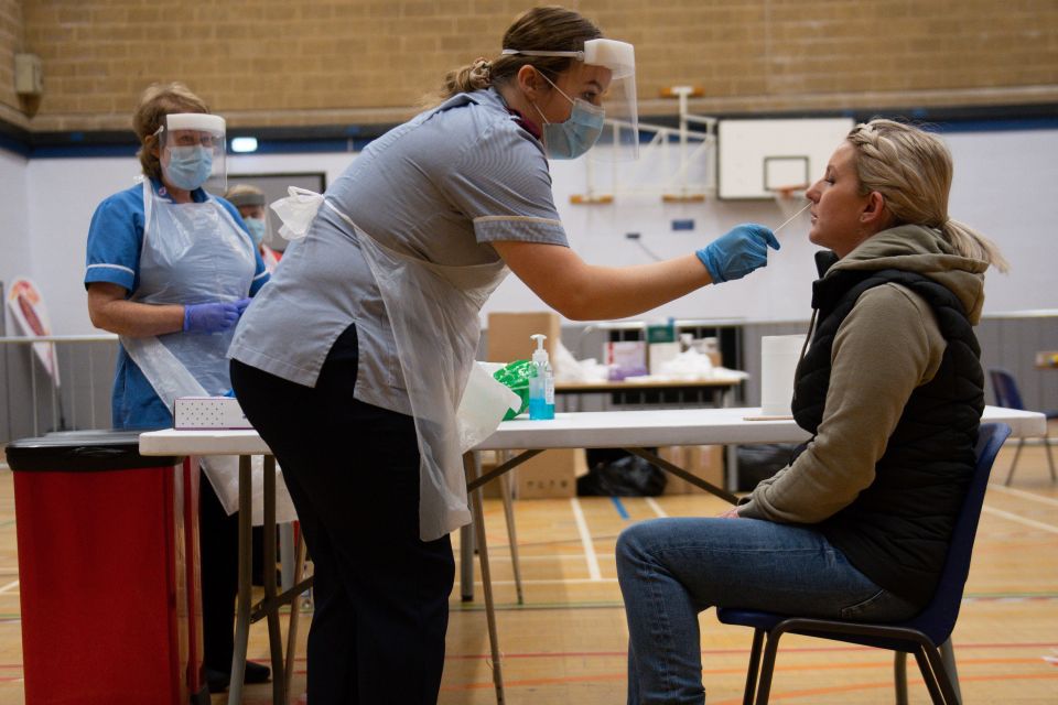 A woman is given a coronavirus test