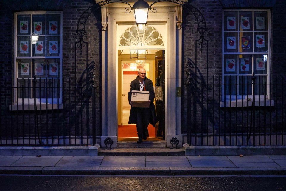 Cummings is seen leaving No10 on Friday night