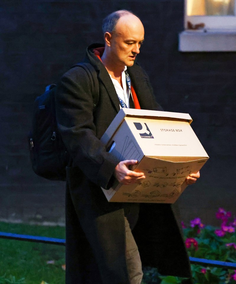 Dominic Cummings was seen leaving Downing Street with a cardboard box after being ousted