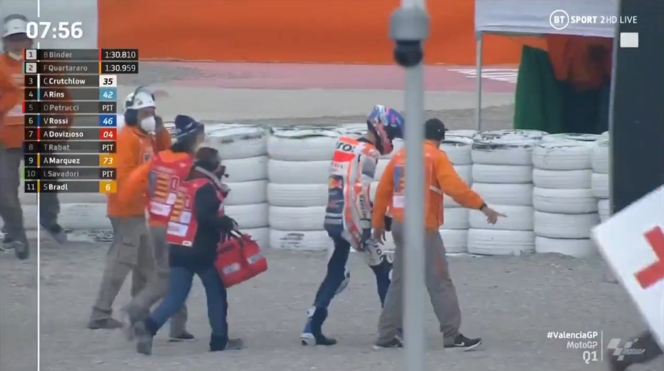 Incredibly, Marquez escaped unscathed