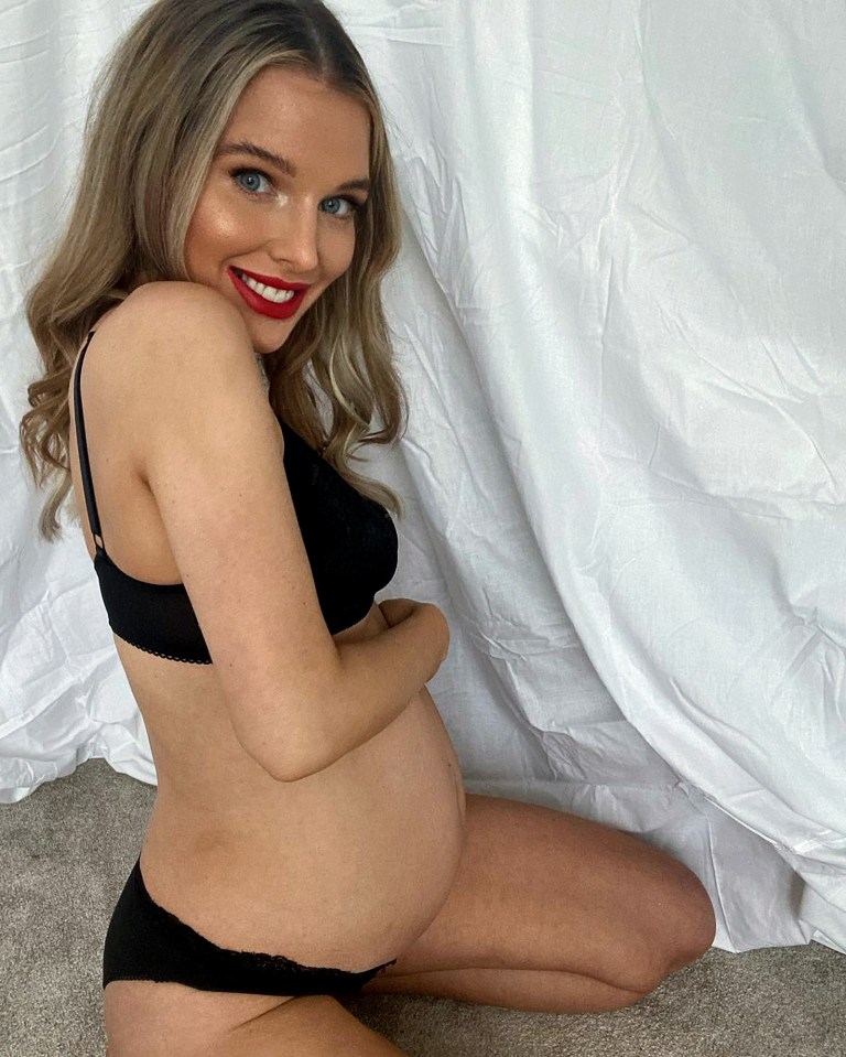 Helen Flanagan showed off her bump while modelling her new line of maternity underwear