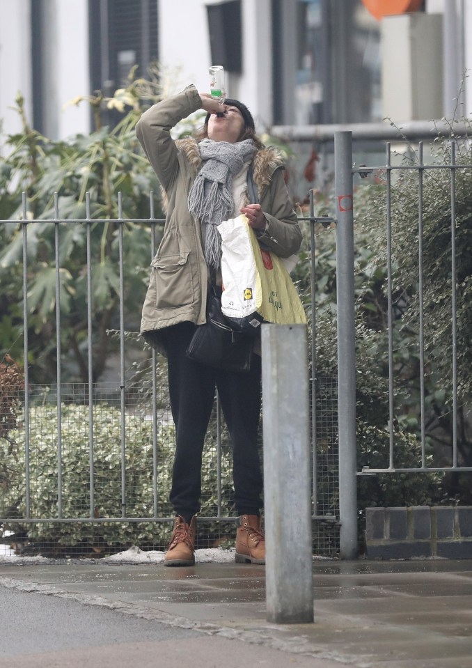 Elaine was pictured downing wine in the street two years ago