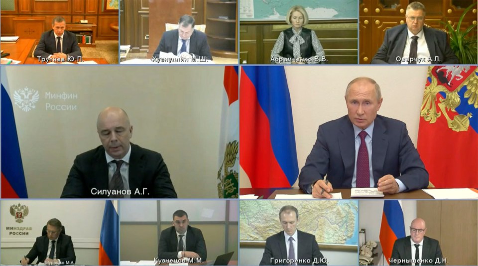 Putin was discussing the virus with the finance minister and officials 