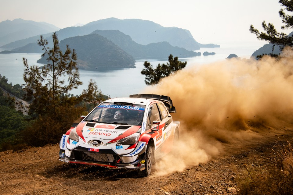 Elfyn Evans in action in his Toyota