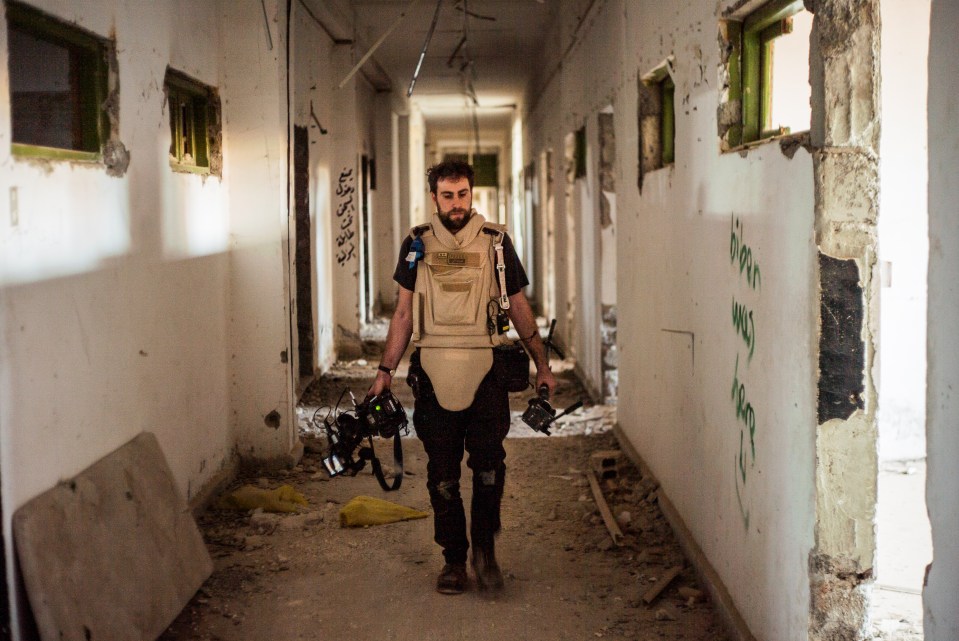 Journalist Josh Baker is pictured in ISIS's torture prison, beneath the football stadium in central Raqqa