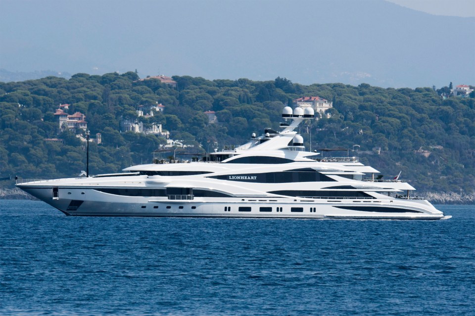 The retail tycoon has been relaxing onboard his £100 million yacht, Lionheart