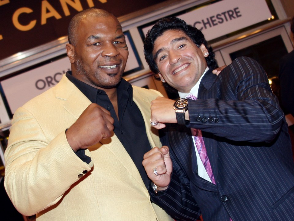 Two sporting icons - Diego Maradona and Mike Tyson 