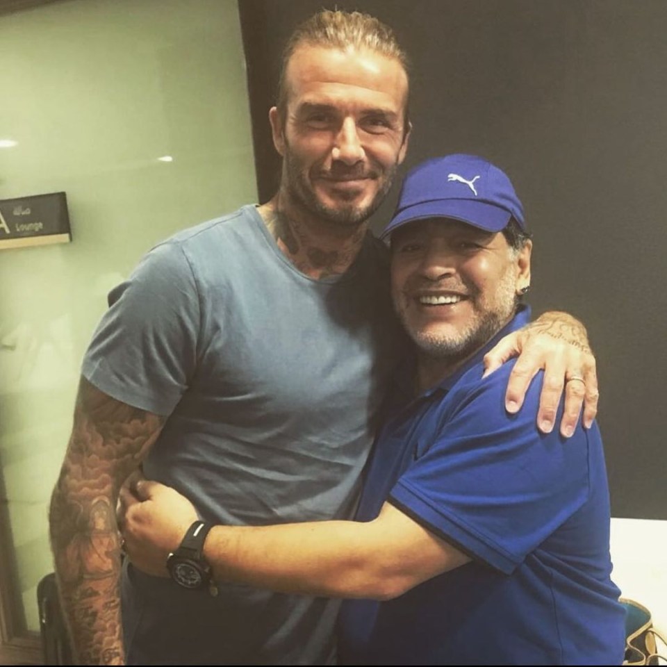 David Beckham shared this image on social media in tribute to Maradona