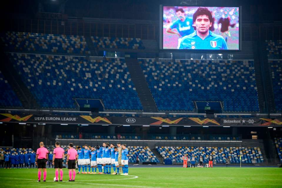 Maradona's image was beamed onto the screen in the San Paolo