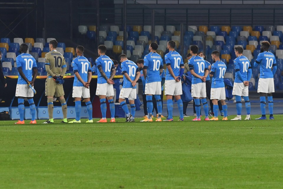 All Napoli players wore a No10 jersey in honour of Maradona before kick-off against Rijeka