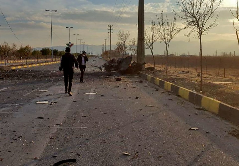 Debris was scattered over an area of 800ft following the ambush against Fakhrizadeh