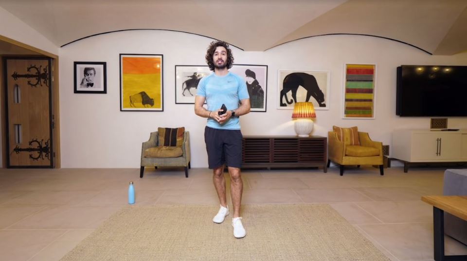 The stylish home features unique artwork and has plenty of space for him to host more at home workouts