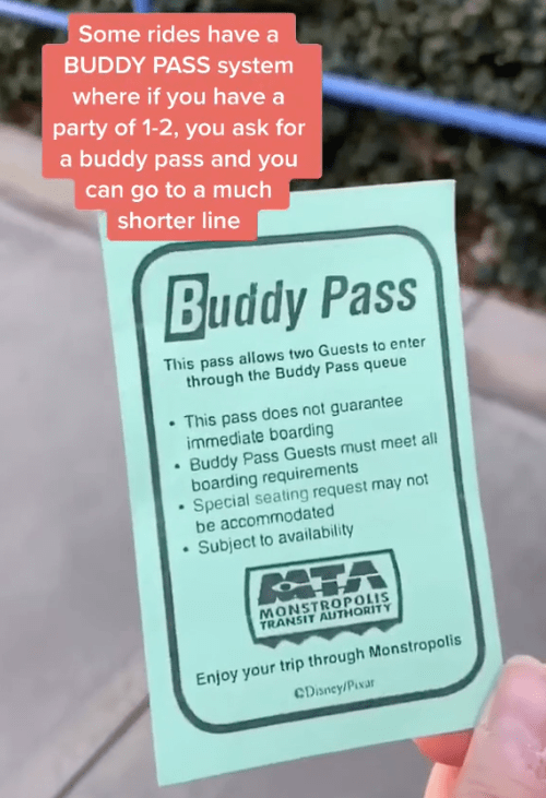 A Buddy Pass lets small groups go in a shorter queue