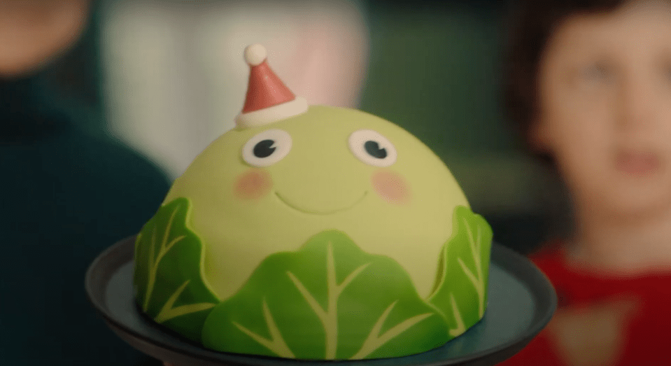 The Asda ad focus largely on the supermarket's products, including its new Bruce the Brussel Sprout Cake