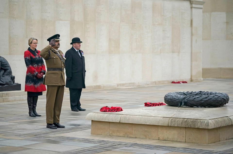 Dignitaries pay respect to the sacrifice of service men and women at The National Memorial Arboretum in Stafford