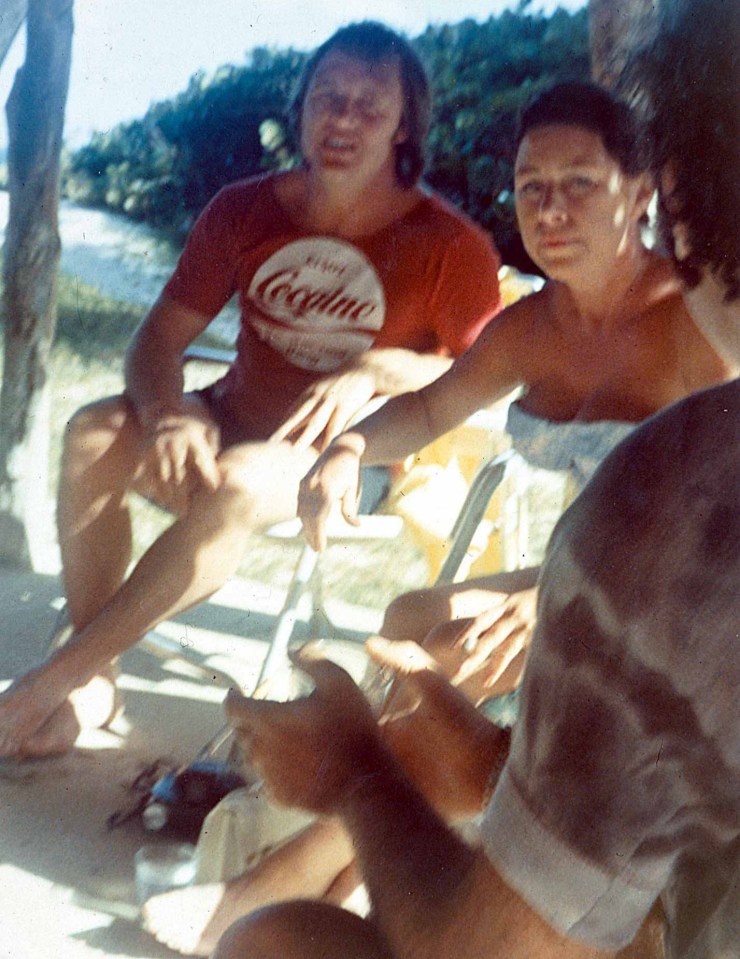 Margaret was spotted holidaying in Mustique with gangster John Bindon, pictured wearing a T-shirt with the slogan 'Enjoy Cocaine'