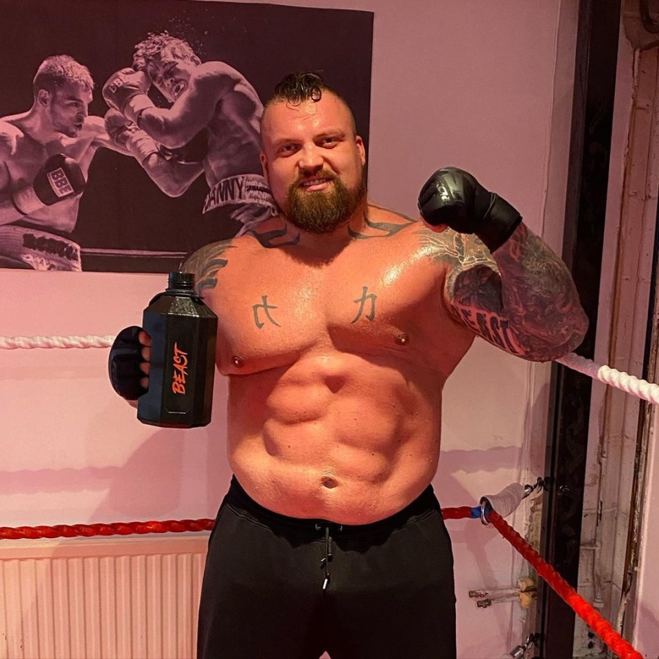 Eddie Hall has been knuckling down in the gym ahead of his fight against the Game of Thrones star 