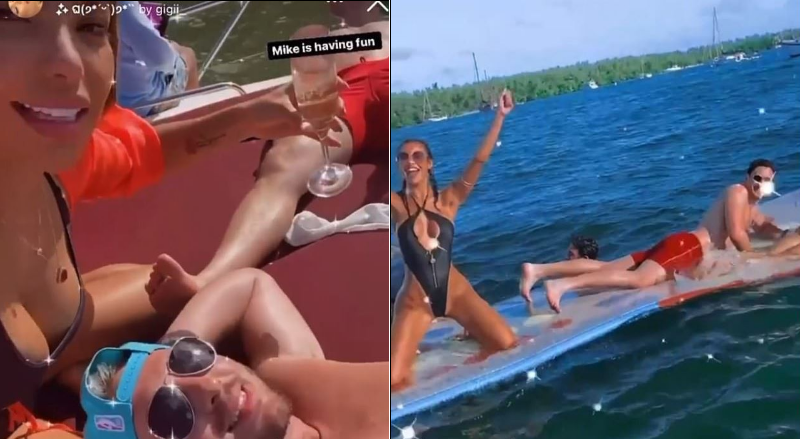 He partied on board a boat in Sunset Harbour with a host of bikini-clad women and enjoyed himself in the water Credit:Instagram