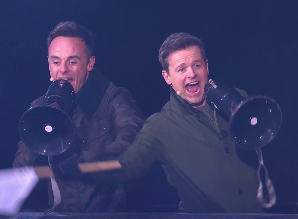 Ant and Dec looks stunned as the TV star and DJ marched up the course