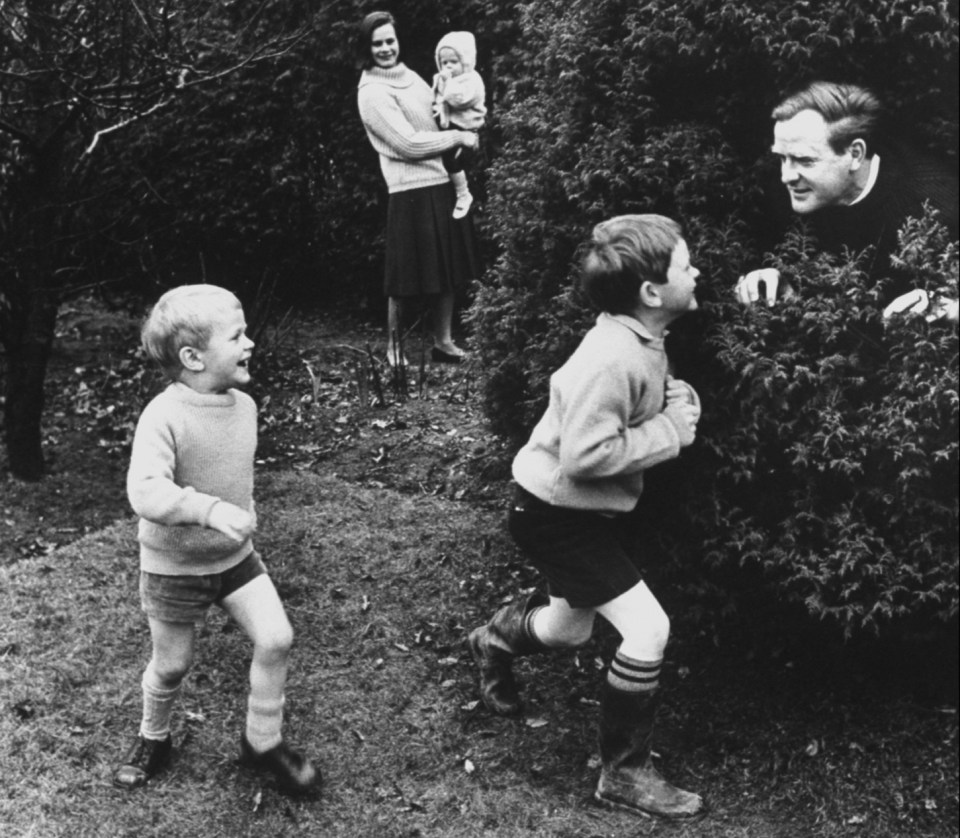 David with his three sons and wife Alison - their marriage broke down after literary success