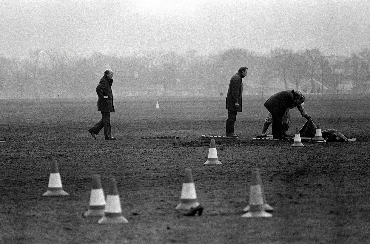 Police with the body of Josephine Whitaker, 19, in Savile Park Moor in Halifax - she was Sutcliffe's tenth murder, and could have been his last if Laptew was listened to