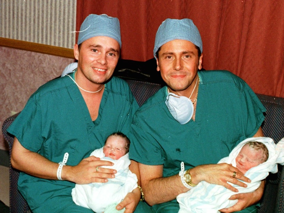 Barrie, left, and Tony, right, became Britain's first gay dads in 1999