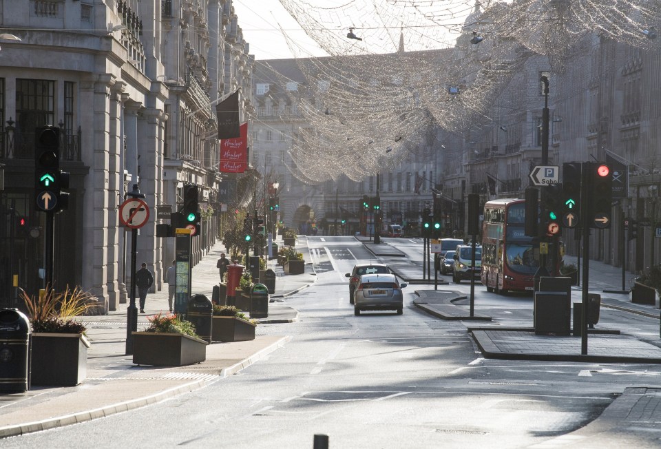 Just a handful of cars were seen on Regent Street today