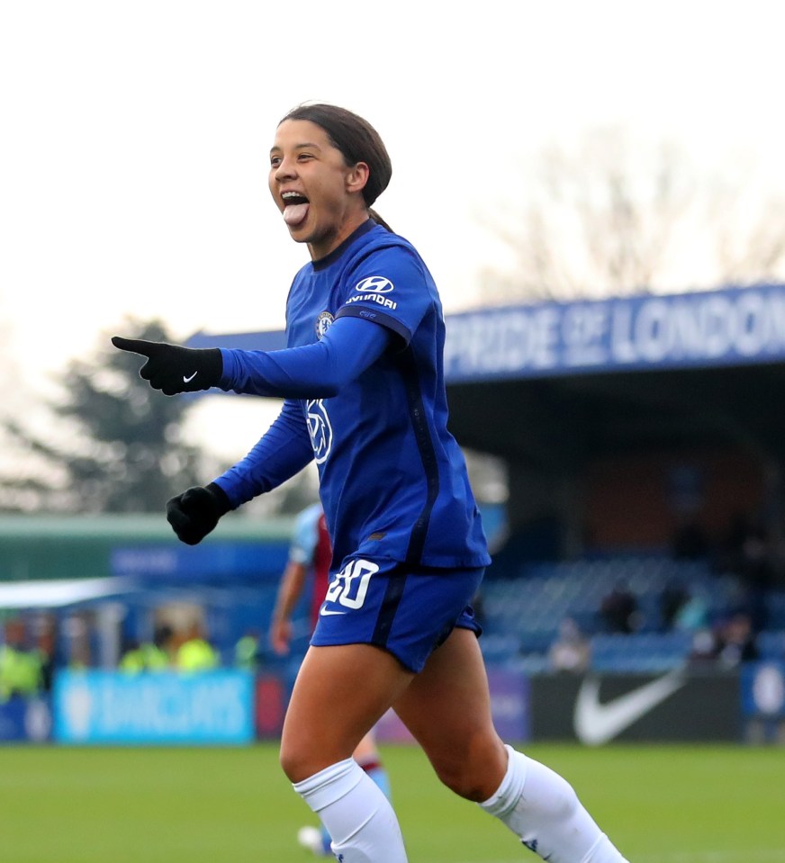 Sam Kerr was on fire for Chelsea - who are now three points behind leaders Manchester United after beating West Ham