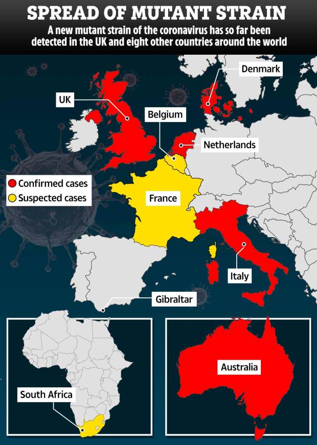 Where the UK strain has been detected 