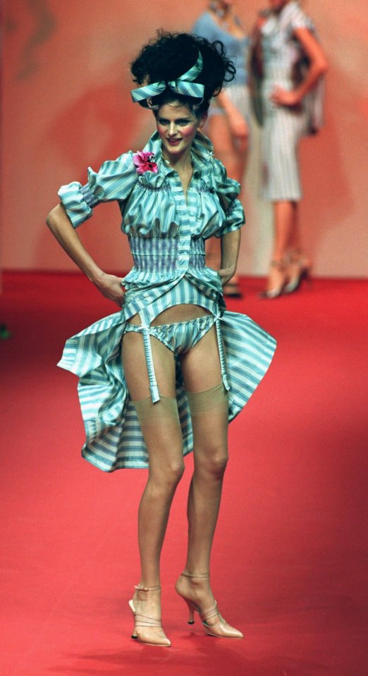 Stella is seen modelling Vivienne Westwood's 1997 Spring-Summer ready-to-wear fashion collection