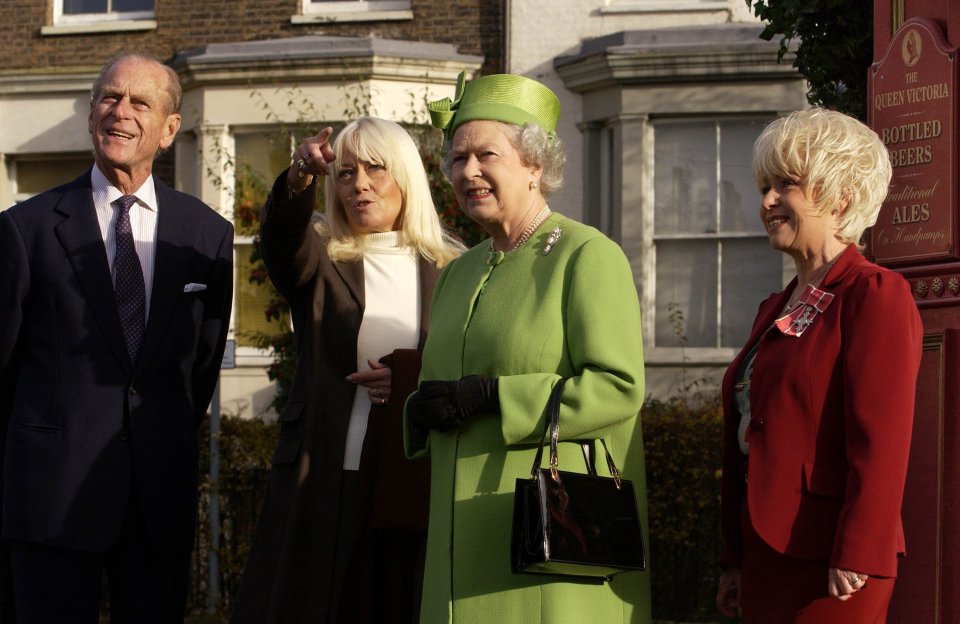 Dame Barbara Windsor gave Philip and the Queen a tour of the Queen Vic