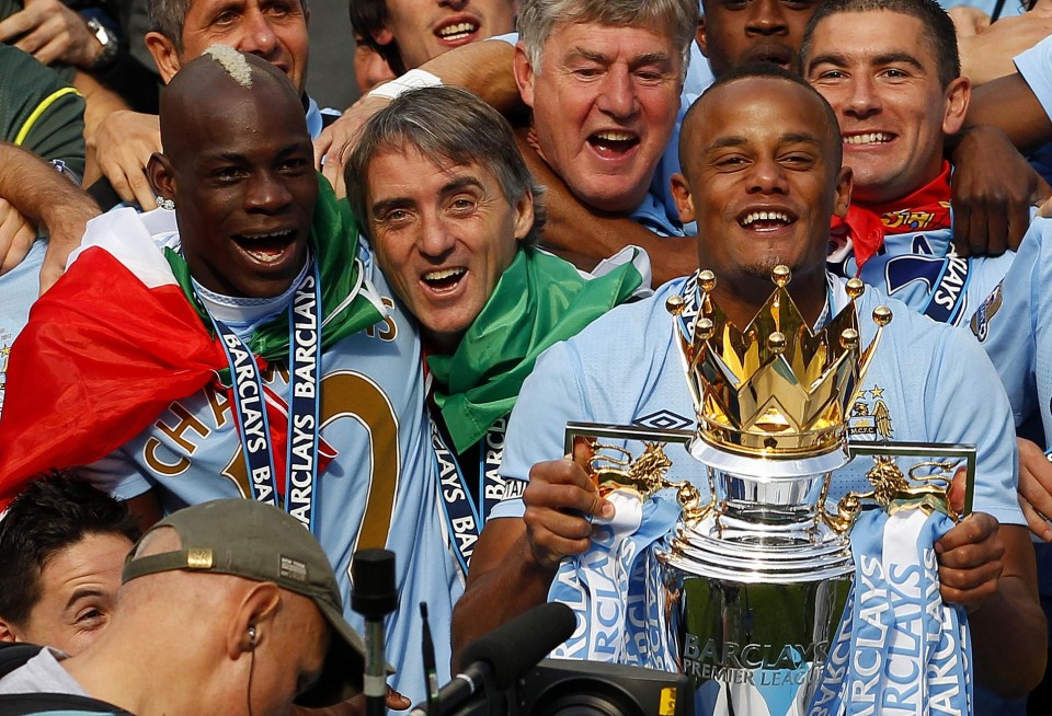 Captain Vincent Kompany lifted City's first-ever Premier League trophy