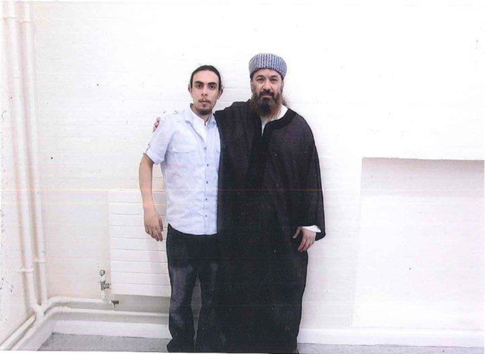 L Jinny LJ, also known as terrorist Abdel Majed, poses with his father Adel Abdel Bari in Belmarsh prison