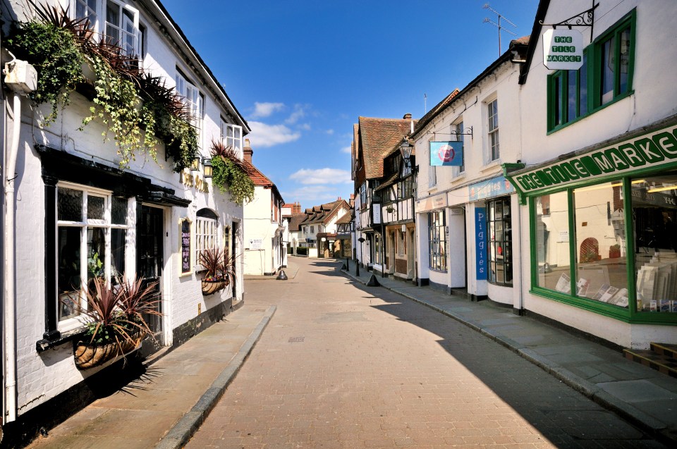 The tiny town of Godalming was converted into a snowy street for the film