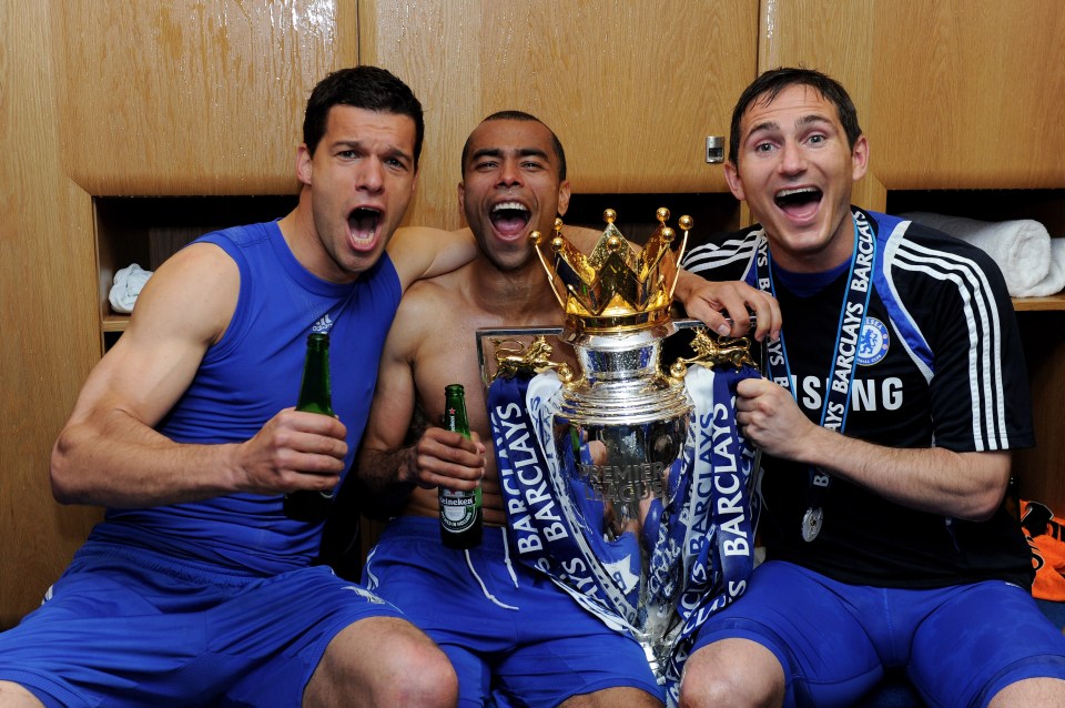 Michael Ballack (left) picked up a Premier League title in a popular spell at Chelsea