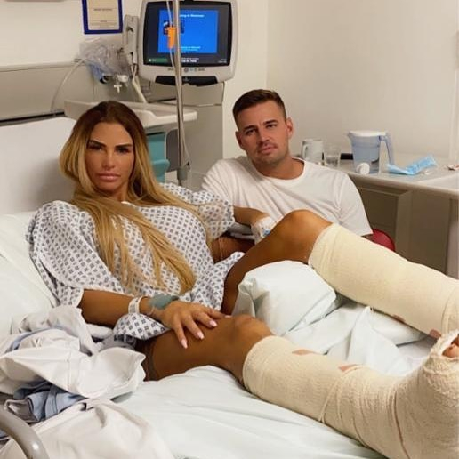 She wound up with both feet in plaster in hospital alongside her boyfriend