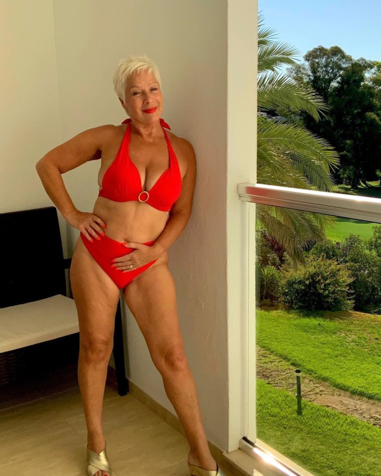 Denise Welch, 62,  was red hot as she posed in a scarlet bikini