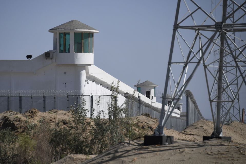 Watchtowers on a high-security facility near what is believed to be a re-education camp where mostly Muslim ethnic minority Uighurs are detained, on the outskirts of Hotan, Xinjiang 