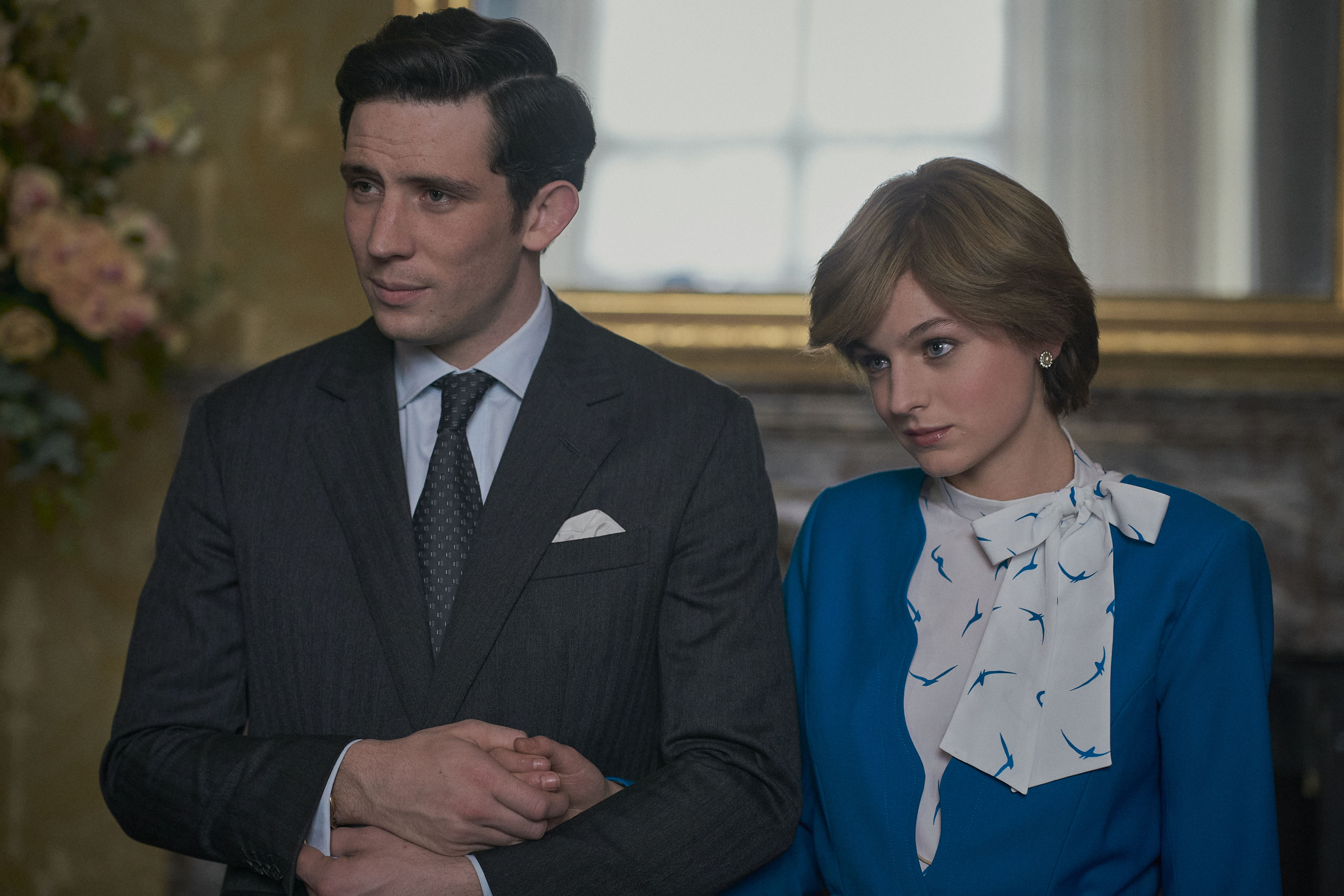 Josh O'Connor and Emma Corrin as Charles and Diana in The Crown