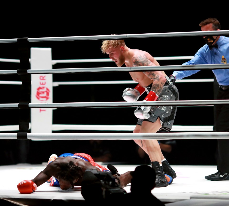 Jake Paul knocked out Nate Robinson on the undercard of Mike Tyson’s exhibition bout with Roy Jones Jr