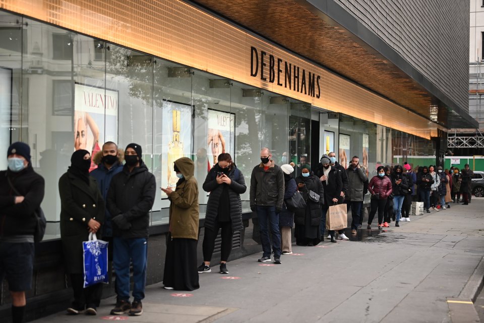 Shoppers queued up to get into Debenhams following the news that the retailer is set to be liquidated 